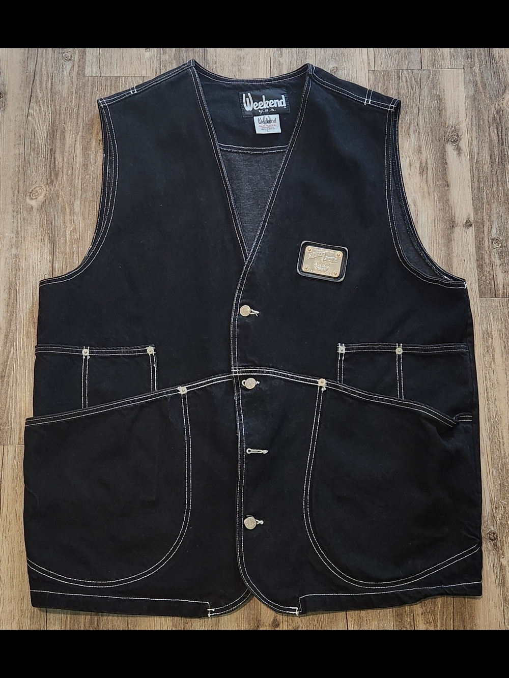 Vintage Karl Kani JNCO style denim ‎ Utility vest Black 2XL fit (Large).